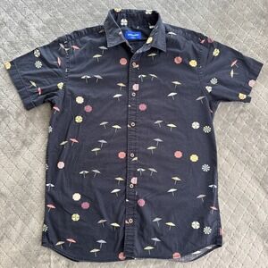 Jack & Jones Shirt Mens Size Medium Navy Button Up Short Sleeve Adult Cotton